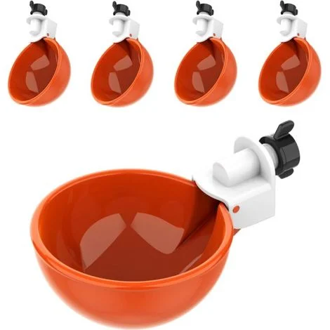 Abbeveratoio automatico per polli, 4 pezzi, grande, Fontanella per polli, anatre, oche, tacchini e conigli, Kit per abbeveratoio per pollame (arancione)