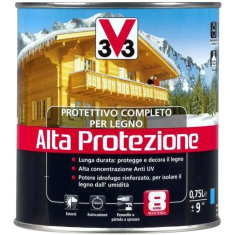 V33 Protettivo Completo per Legno a Solvente Alta Protezione Incolore 0,75 L