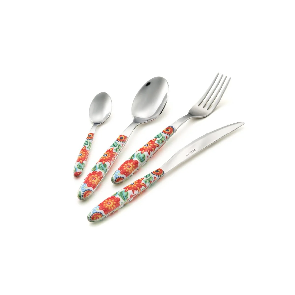 Posate Tavola Inox Set pz.24 Eme Vero Tropical Rosso