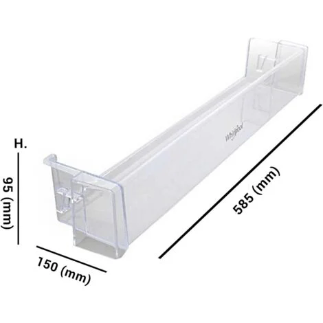 Balconcino Portabottiglie Adatto per Frigoriferi Whirlpool Ariston Indesit Hotpoint, Dimensioni 585x95x150 (mm) Trasparente, 481011102642, per Modelli SP40800 SP40802