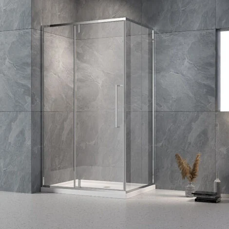 Box Doccia Angolare 70x90 Cm Parete Fissa e Porta Battente Moderno TrasparenteLux