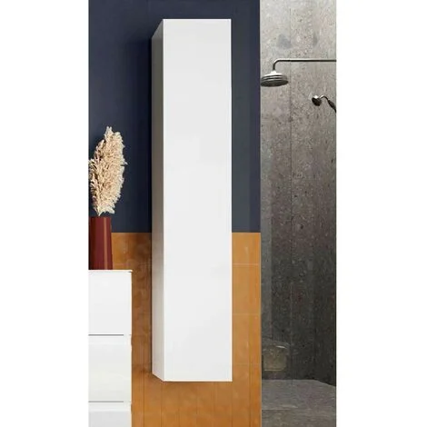 Colonna Bagno Sospesa Bianco Lucido 1 Anta – Mobile Salvaspazio 26x138x26 cmStilprojectstore