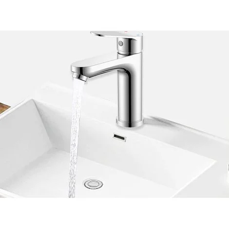 AICA Rubinetto da bagno in materia metallica, cromato, tubi flessibili in materia alimentaria PEX, miscelatore lavabo a leva singola