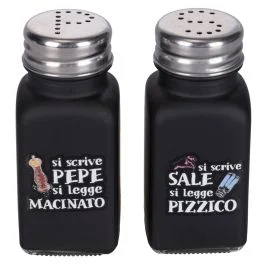 Portaspezie 75 ml in vetro nero, Si scrive si legge