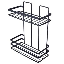 Mensola 2 ripiani in ferro 24x11x30 cm, nero satinato
