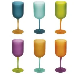 Set 6 calici 450 ml in vetro frosted, Color Shock