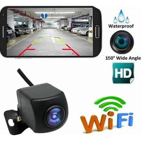 [NON UTILIZZATO] Telecamera di retromarcia wireless HD WIFI Telecamera di retromarcia per auto, veicoli, Telecamera di retromarcia WiFi con visione notturna, Monitor di retromarcia wireless LCD imperm