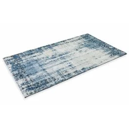 Tappeto effetto ciniglia in cotone blu