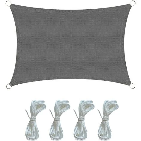 Rebecca Mobili Telo Parasole Vela Rettangolare Grigio Polietilene anti Uv 2x3