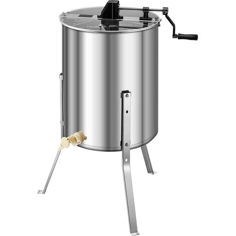 Mophorn Estrattore di Miele in Acciaio Inox, Centrifuga Manuale per 4/8 Telaini, con Coperchio Trasparente, Altezza Regolabile, Ideale per Apicoltura, Dimensioni 470 x 610 x 1080 mm