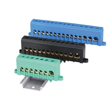 Morsettiera isolata per barra din, 7 contatti, 1x35 mm2 - 6x16 mm2, blu - Elettrocanali EC890050