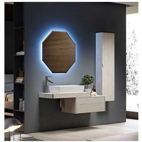 Mobile Bagno Tavolone120 cmRovere Sbiancato Staffe Incluse