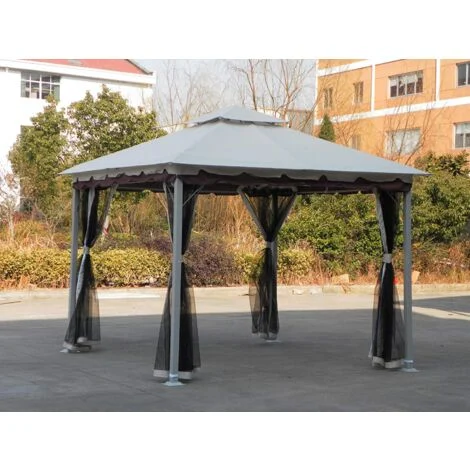 Gazebo Sahara Smeralda 3x3 In Acciaio Da Giardino Con Top E Zanzariera DOHA