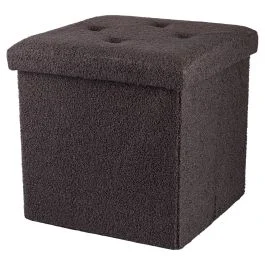 Pouf contenitore multiuso effetto teddy, grigio, Sibilla