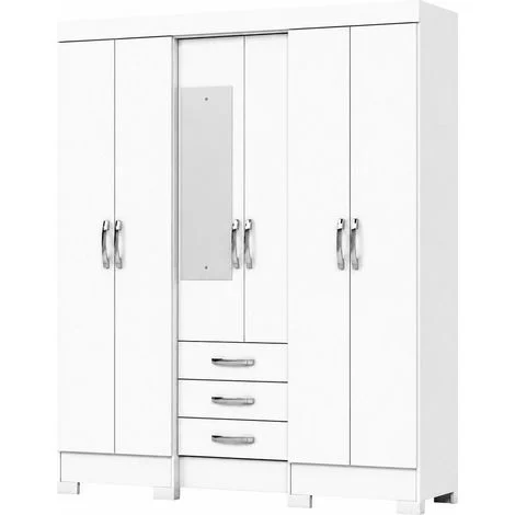 Armadio Guardaroba con Specchio Antares - Bianco