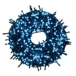 Filo 750 led bianco freddo 33,75 m, uso esterno, 8 giochi luce, Santa's House