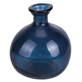 Vaso arredo blu in vetro riciclato  h. 18 cm, Cairo Sibilla
