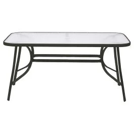 Tavolo da esterno 150x90 cm in vetro e acciaio, antracite, Esté