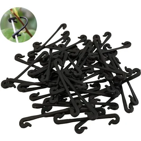 150 pezzi di legacci per viti, ganci ad anello in plastica, supporti per uva da giardino, clip per legare ortaggi, anello in plastica nera