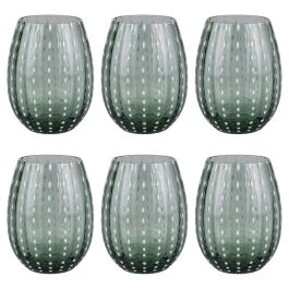 Set 6 bicchieri acqua 525 ml in vetro lavorato, Shiraz Greenery