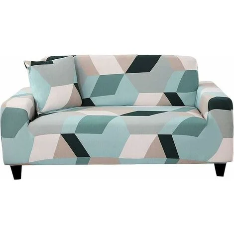Copridivano elasticizzato, copripoltrona a 3 posti con braccioli, copridivano elastico, copridivano universale (poltrona, motivo a blocchi di colore chiaro)