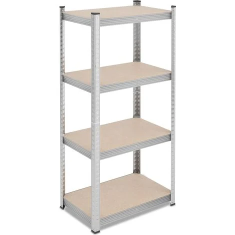 Relaxdays Scaffale Alta Portata in Acciaio Zincato, HLP: 138x60x40 cm, Carico 200 kg, per Garage e Cantina, Argentato