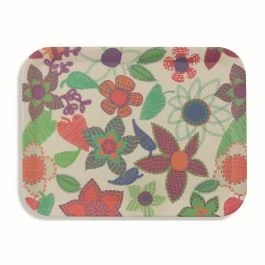 Vassoio bamboo decoro floreale 44x33 cm