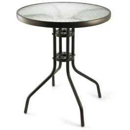 Tavolo tondo 60 cm in acciaio al carbonio e vetro, antracite, Esté