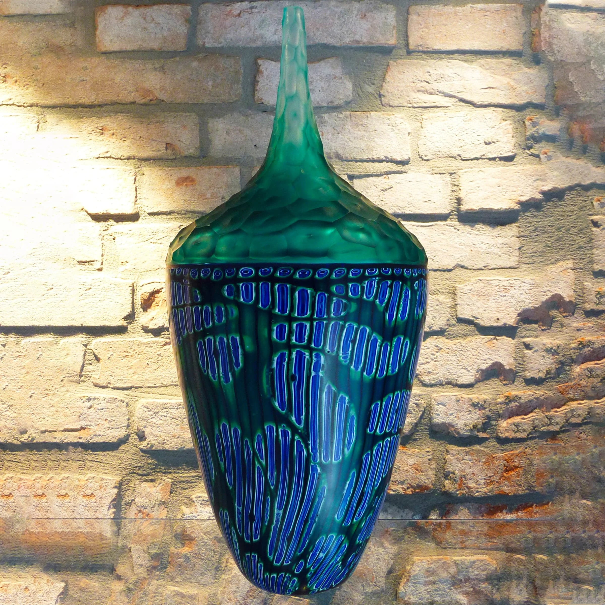 Vaso in vetro soffiato e murrine ACQUA di Panizzi Murano - Pezzo unico