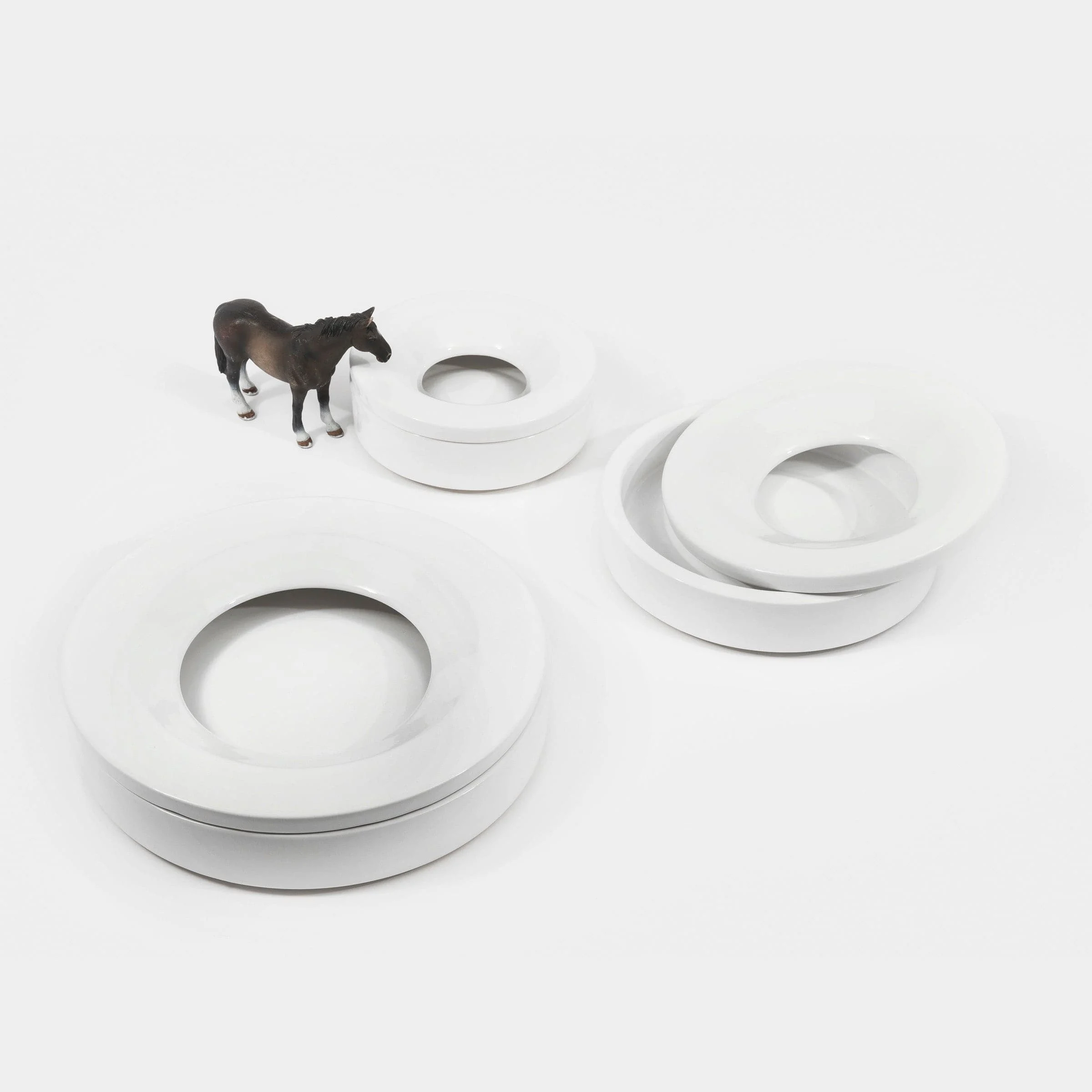 Set di Tre Posaceneri in Ceramica BARBADOS di Angelo Mangiarotti per Danese Milano
