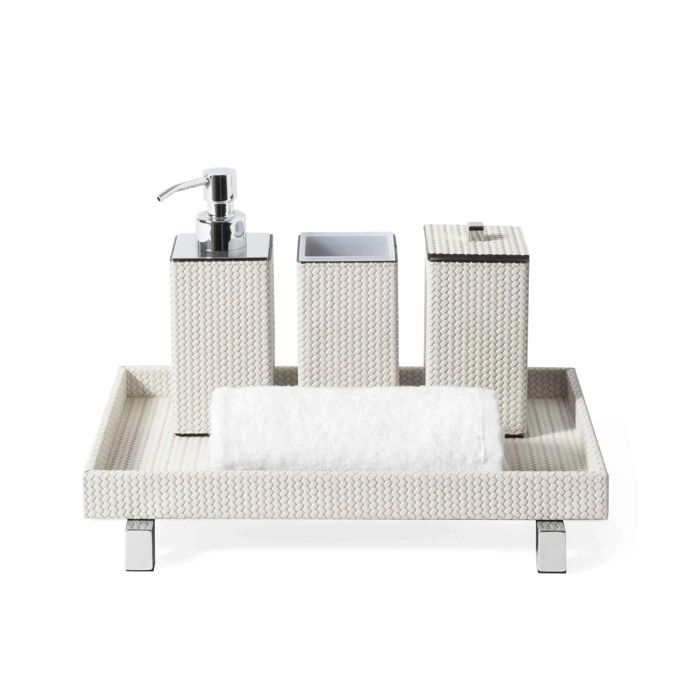 Set Bagno Quadrato in Pelle POSEIDON di Pinetti