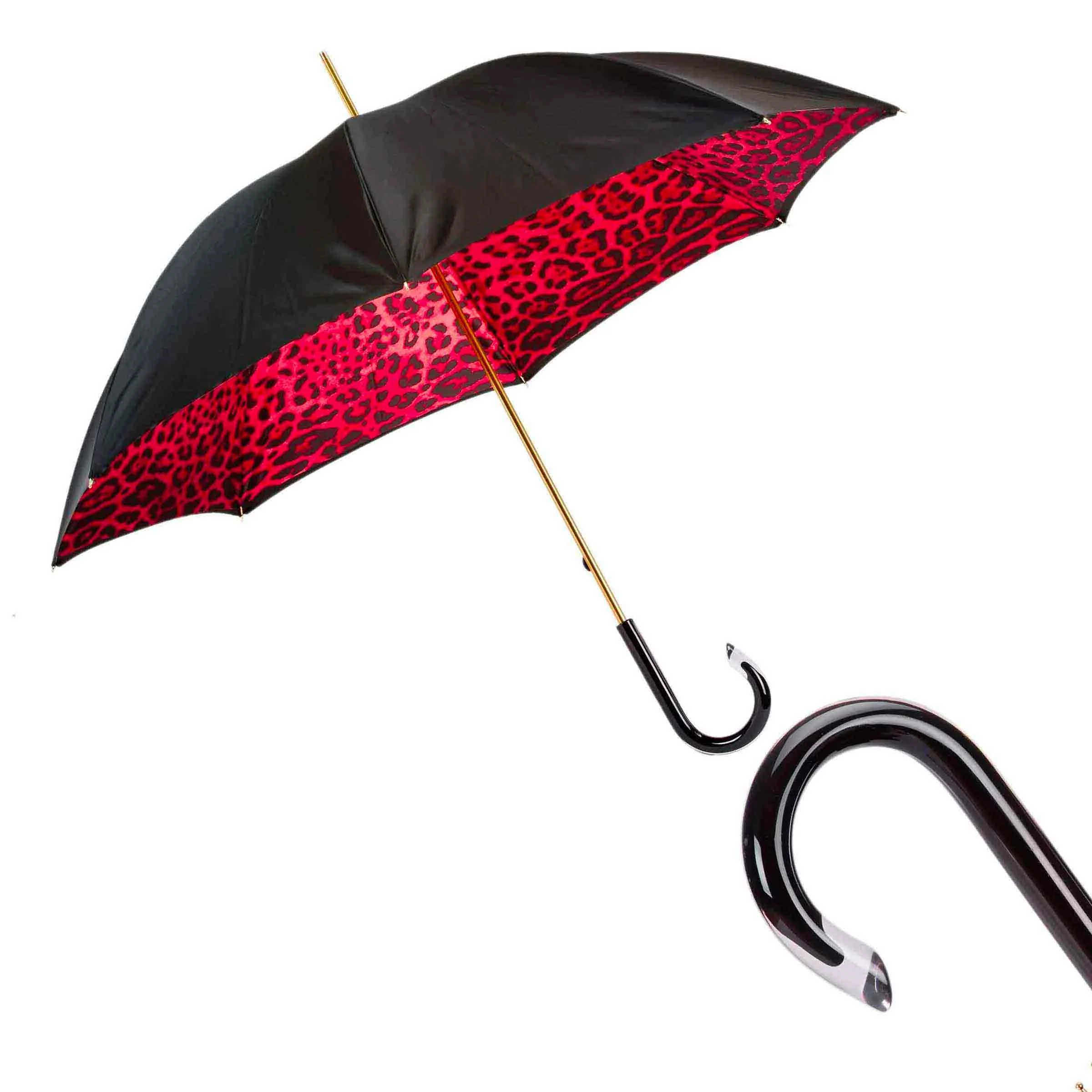 Ombrello RED LEOPARD con Manico in Acetato