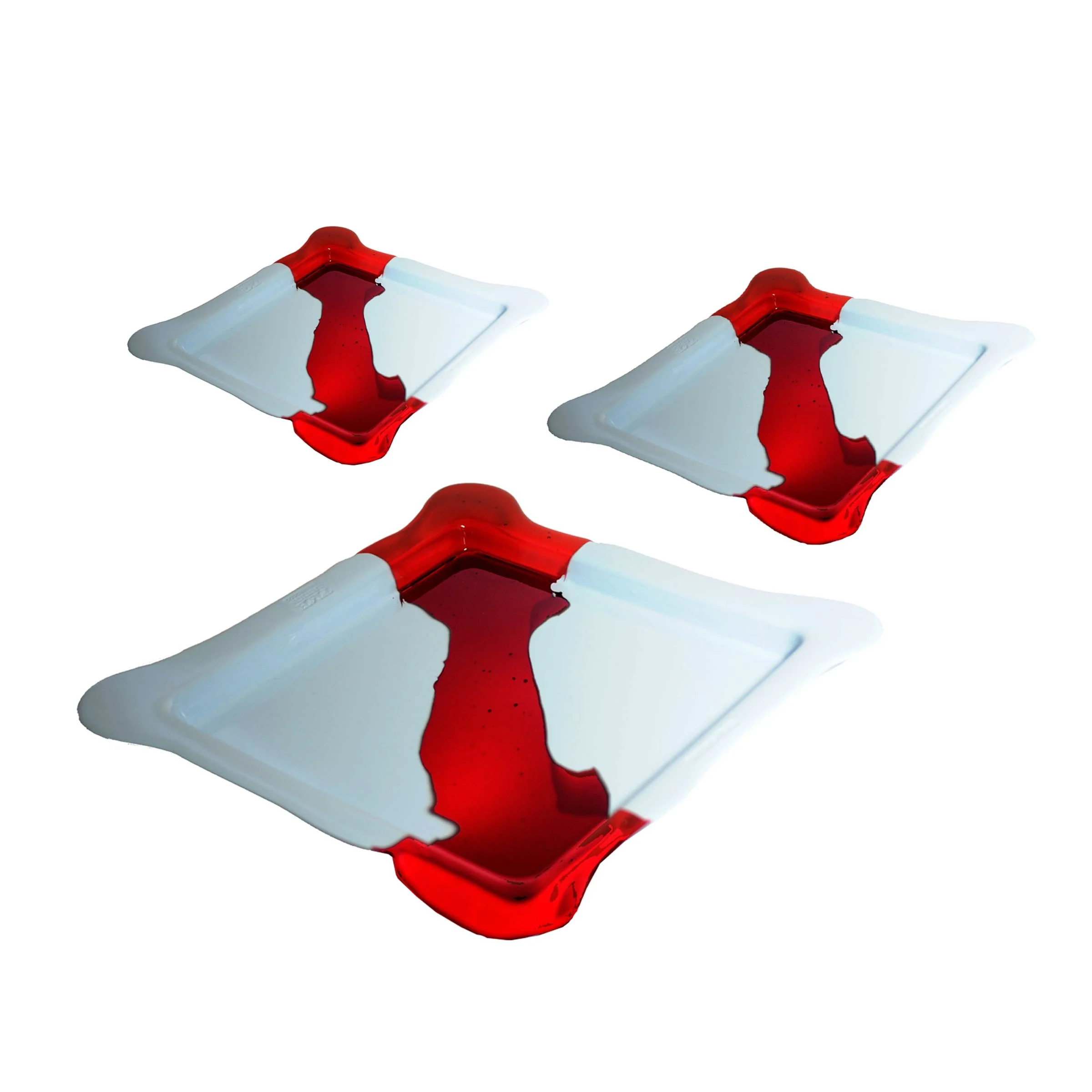 Vassoio Quadrato in Resina TRY-TRAY Azzurro Set di 3 di Gaetano Pesce per Fish Design