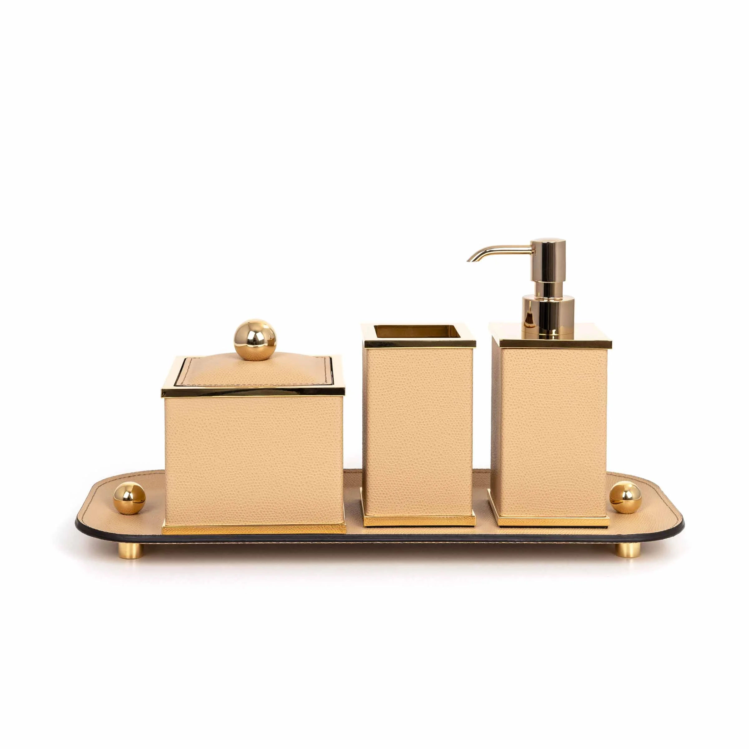 Set Bagno Quadrato in Pelle OLIMPIA di Pinetti
