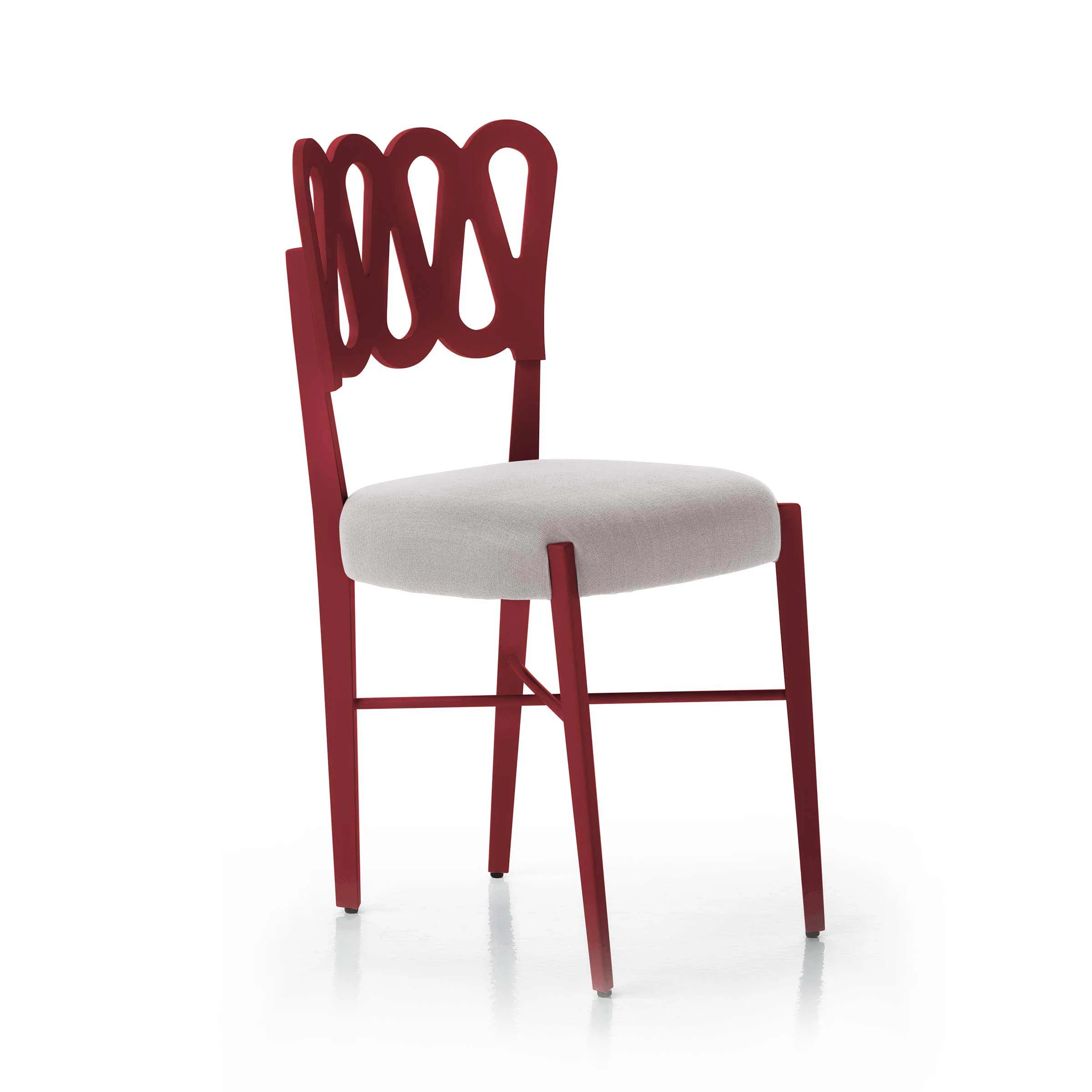 Sedia in Legno di Faggio Tinto Bordeaux PONTI 969 Set di Quattro di Gio Ponti per BBB Italia