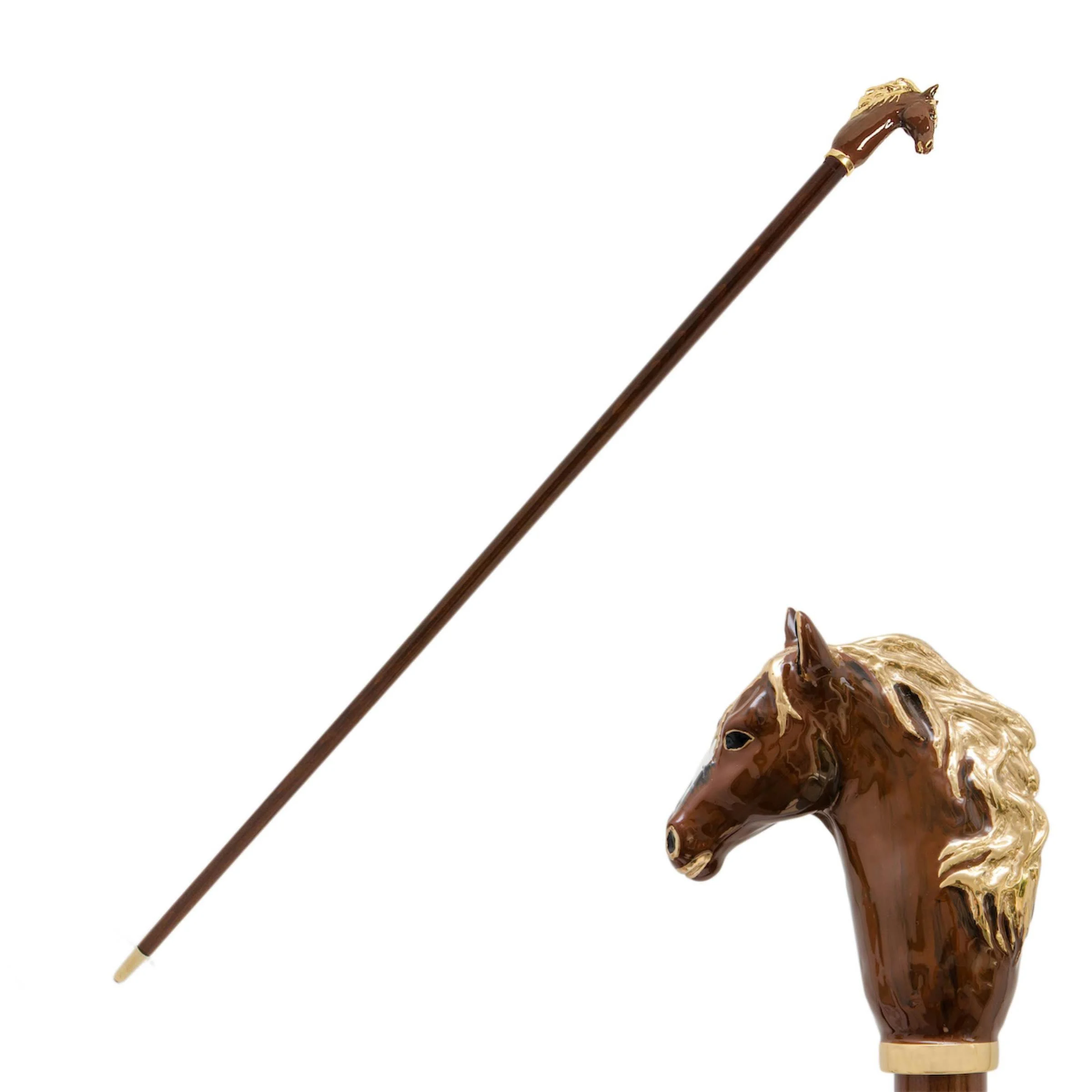 Bastone BROWN HORSE con manico in Ottone Smaltato by Pasotti