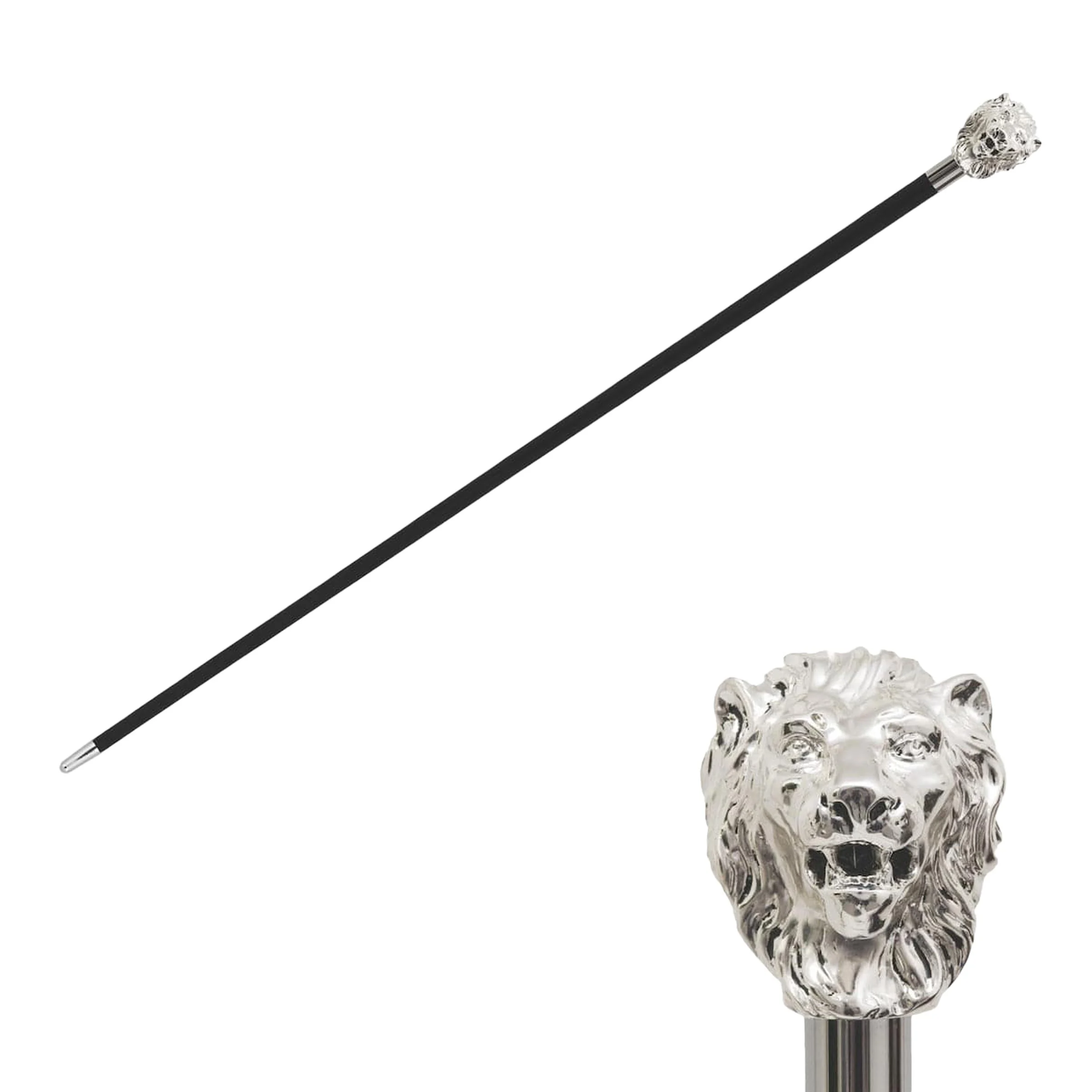 Cane SILVER LION con manico in ottone smaltato di Pasotti