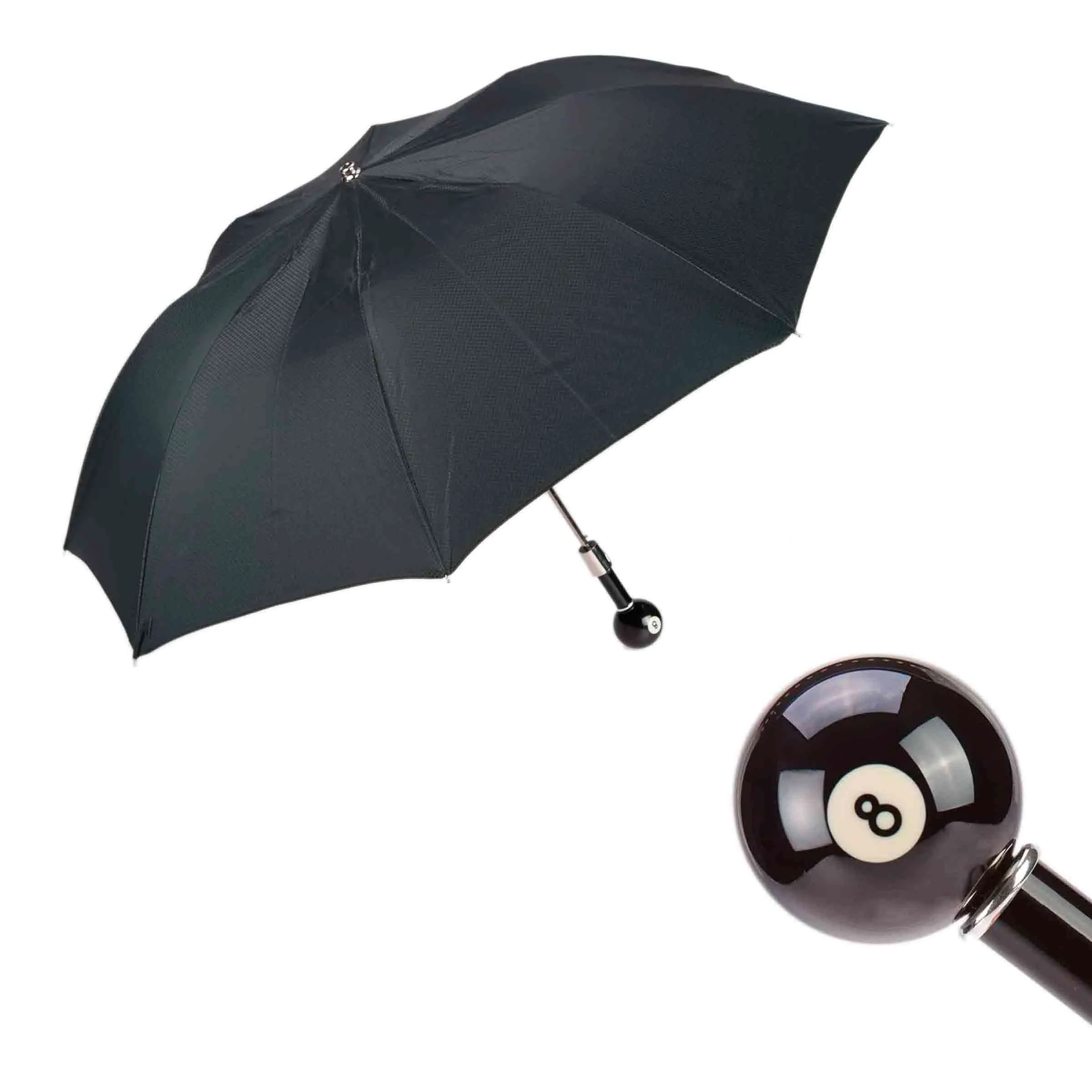 Ombrello Pieghevole BILLIARD BALL 8 con Manico in Resina di Pasotti
