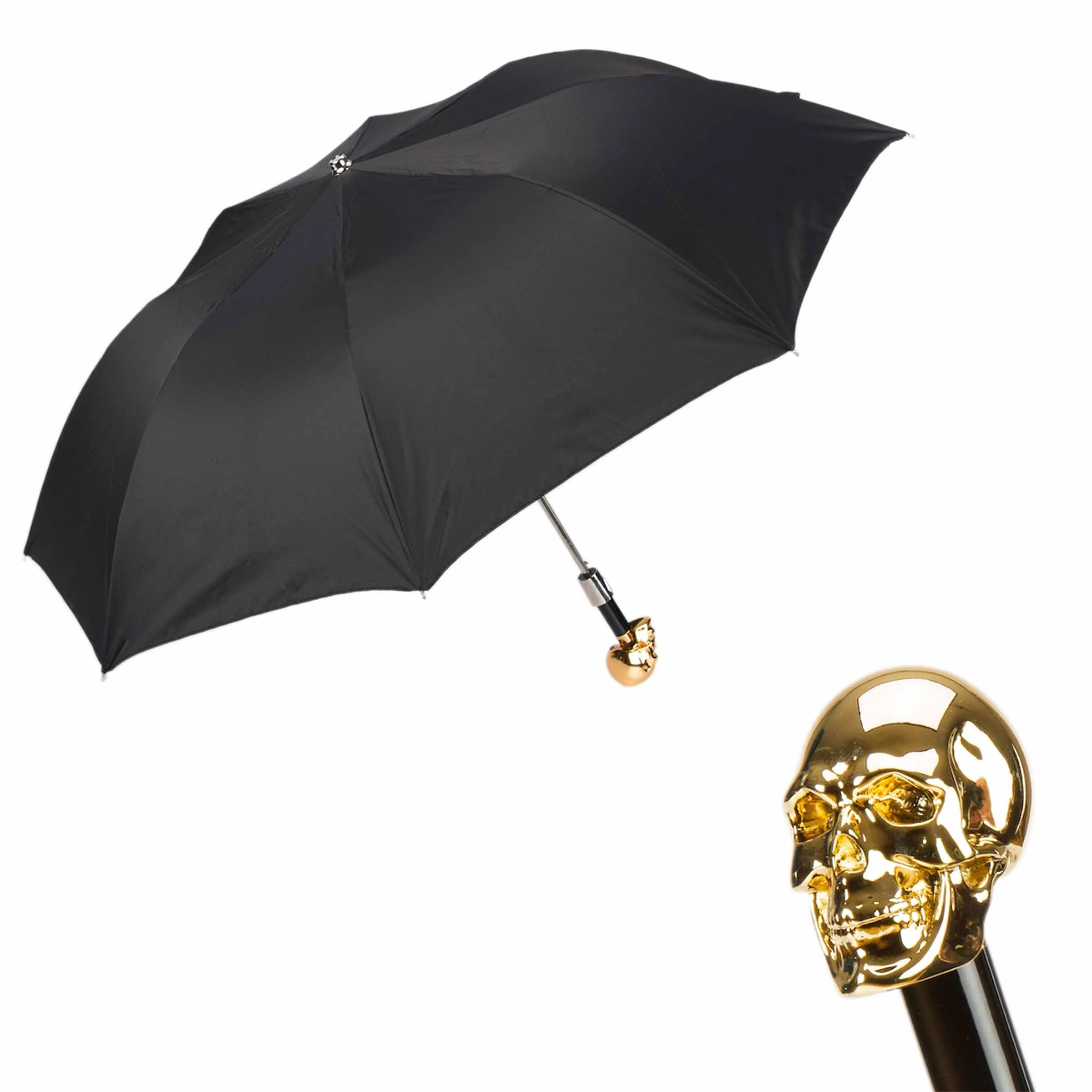 Ombrello Pieghevole GOLD SKULL con Manico in Resina by Pasotti