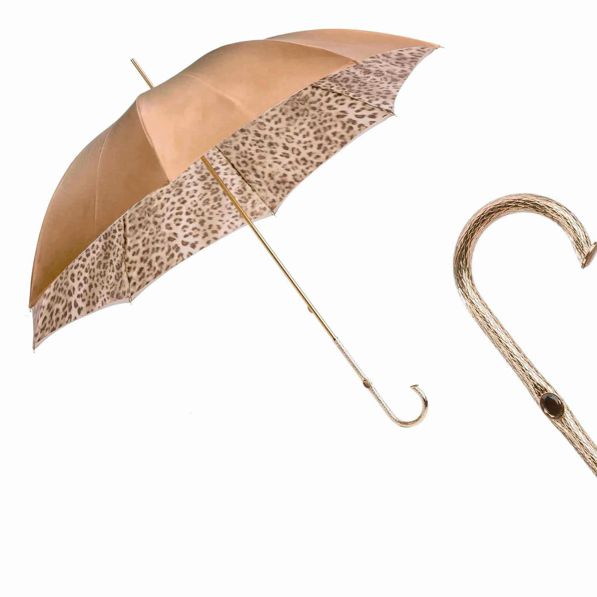 Ombrello LEOPARD Avorio con Manico in Ottone