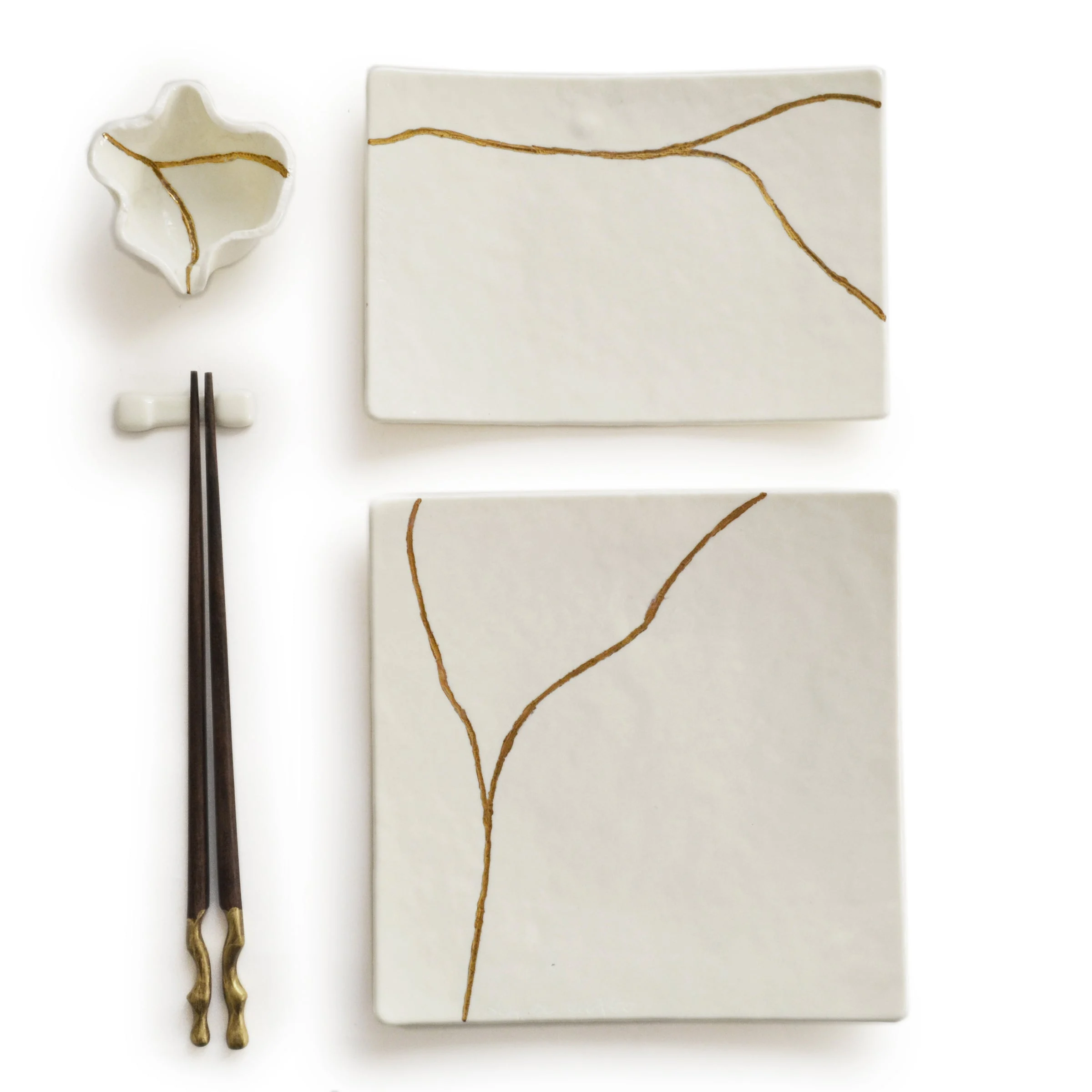 Set Sushi Quadrato in Vetro di Murano KINTSUGI di D.i. Più Andretto Design