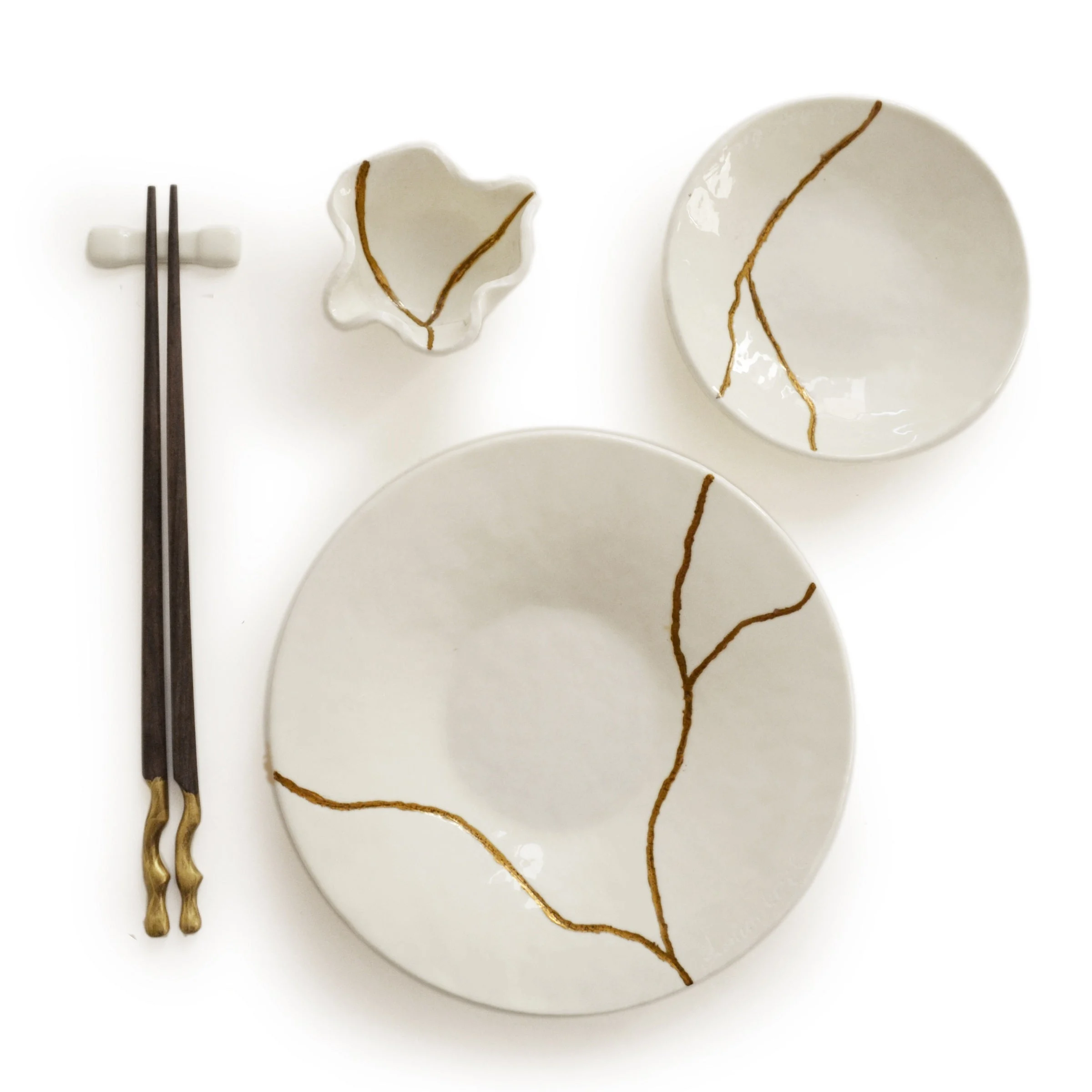Set Rotondo per Sushi in Vetro di Murano KINTSUGI di D.i. Più Andretto Design