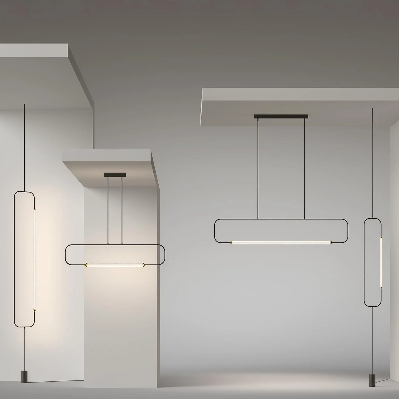 Lampada a Sospensione in Metallo SKYLINE di Ahlux per Lumen Center