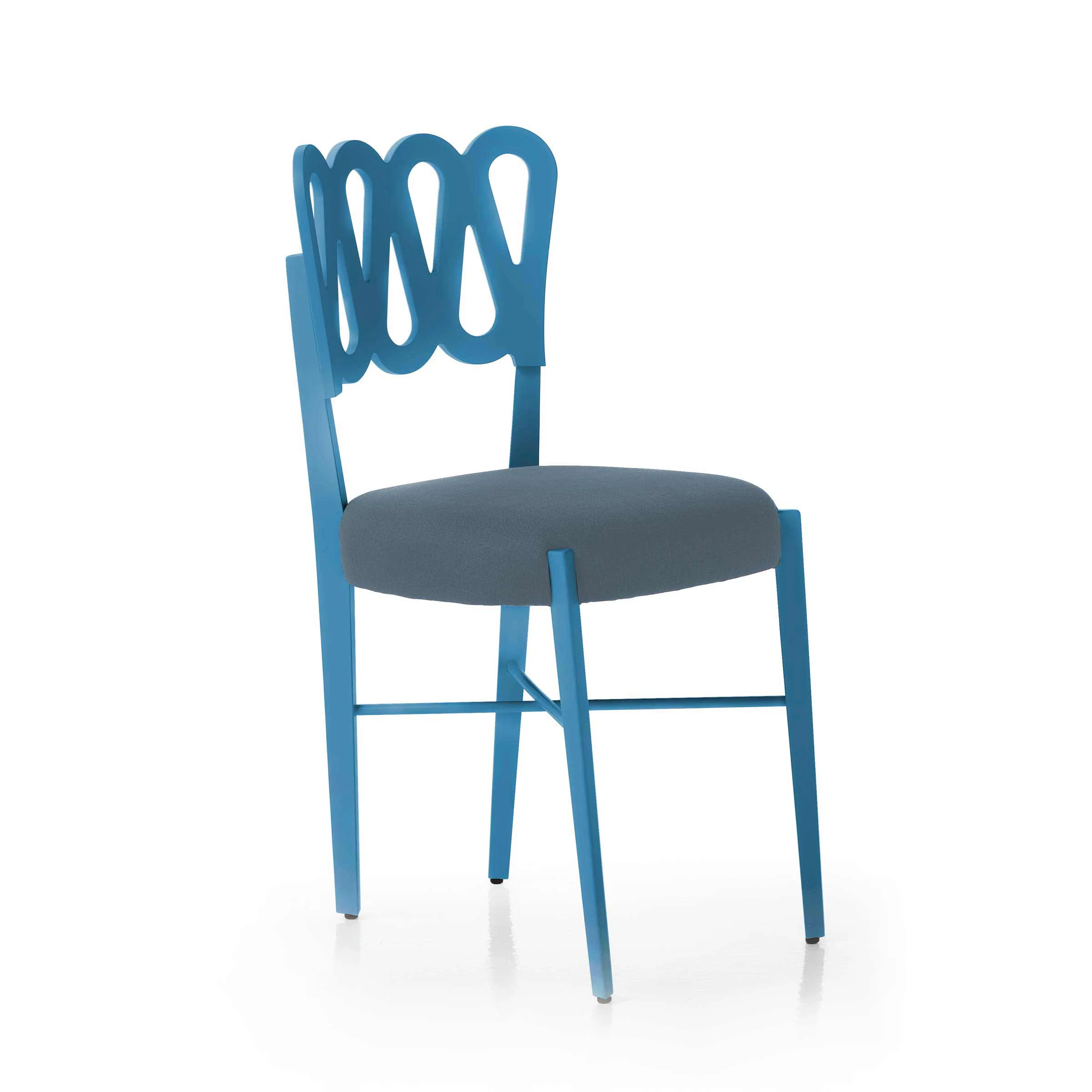 Sedia in Legno di Faggio Tinto Azzurro PONTI 969 Set di Quattro di Gio Ponti per BBB Italia