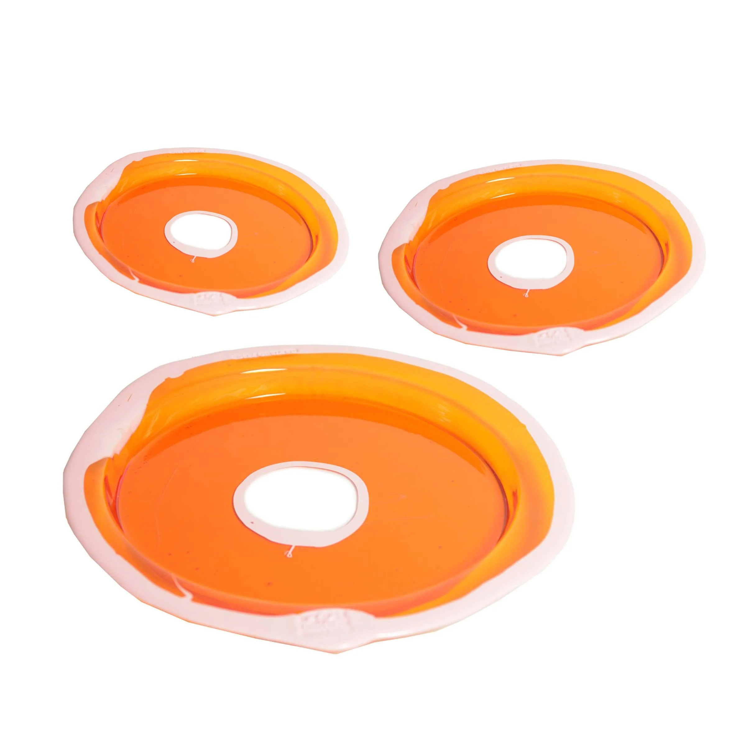 Vassoio Rotondo in Resina TRY-TRAY Arancione Set di 3 di Gaetano Pesce per Fish Design