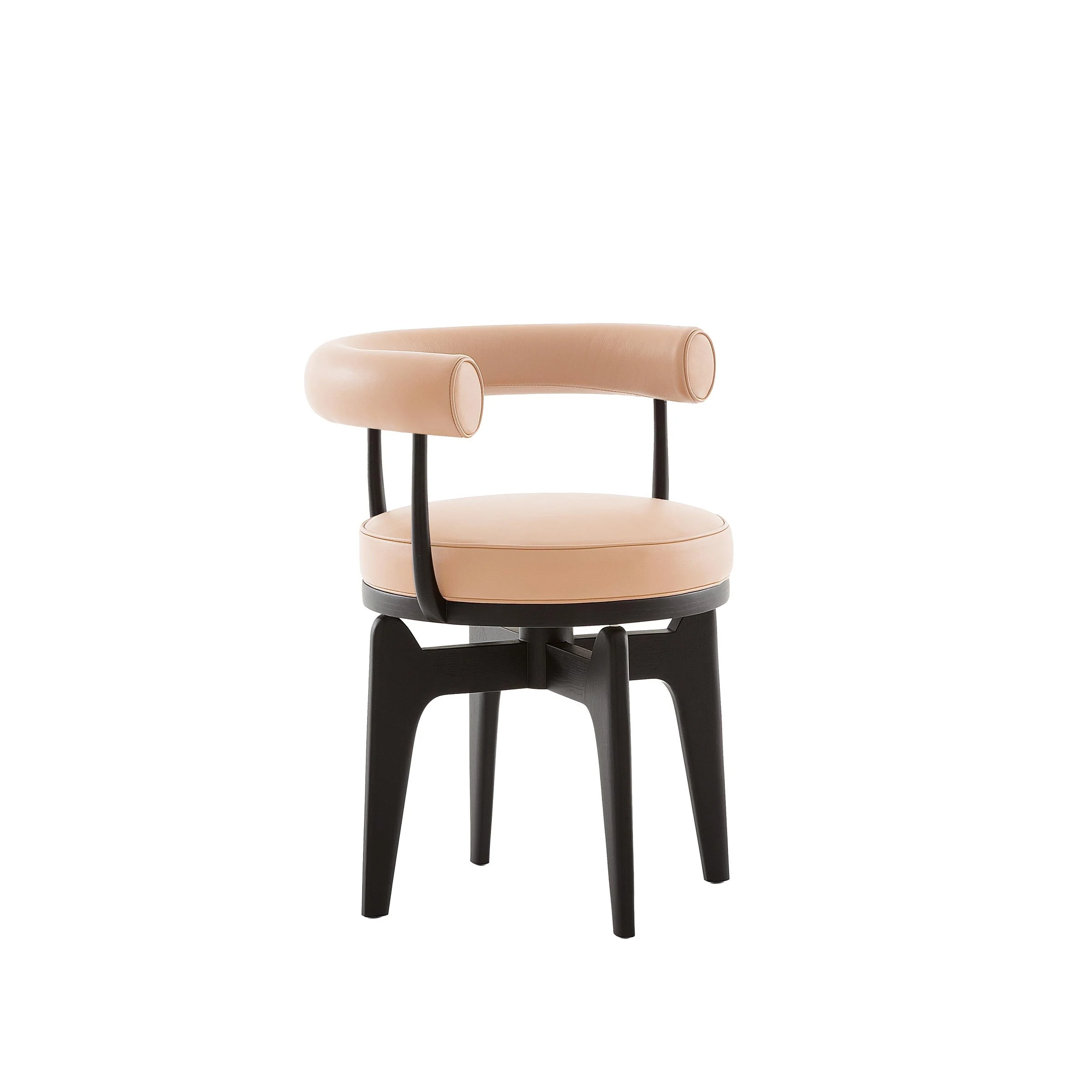 Sedia Girevole in Legno e Pelle INDOCHINE, di Charlotte Perriand per Cassina