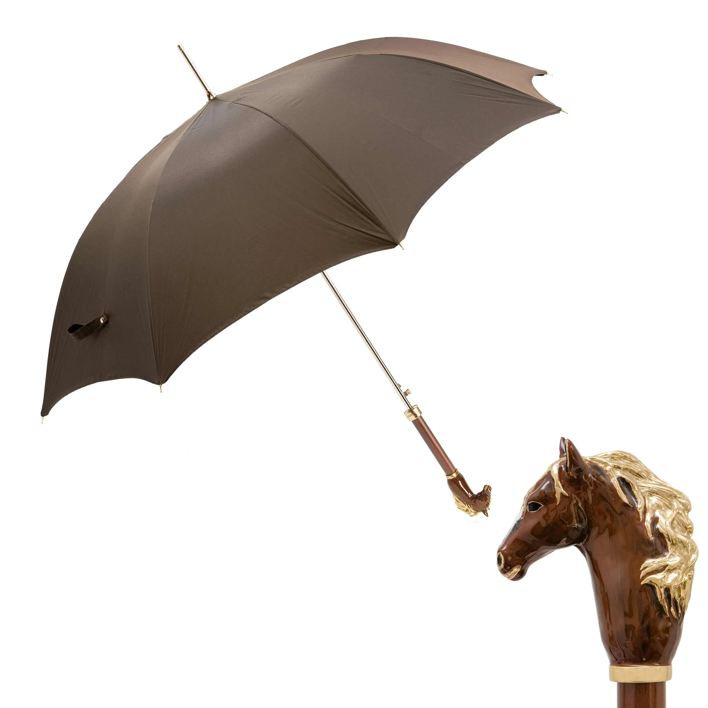 Ombrello BROWN HORSE con manico in ottone smaltato di Pasotti