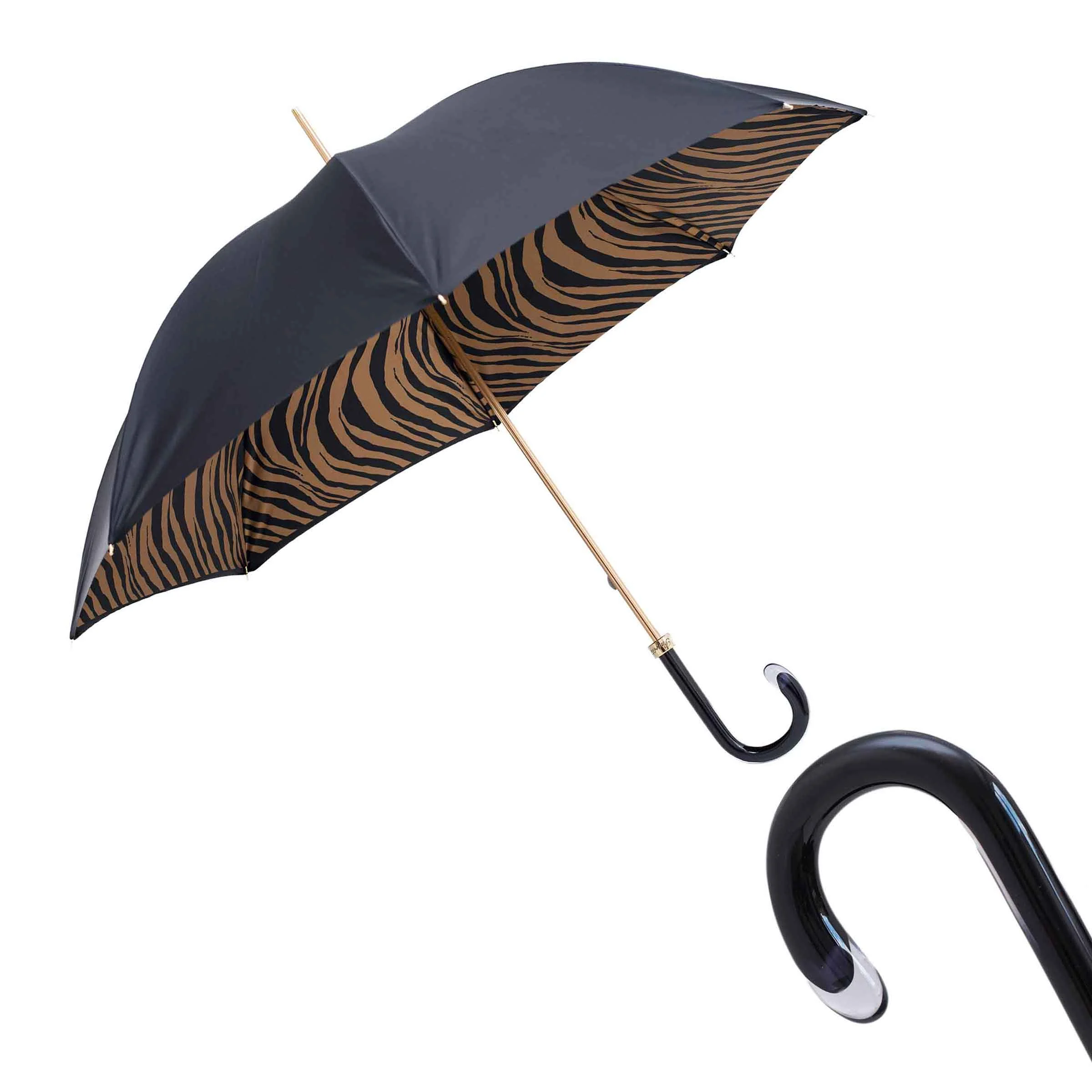 Ombrello STAMPA ZEBRA MARRONE con Manico in Acetato di Pasotti