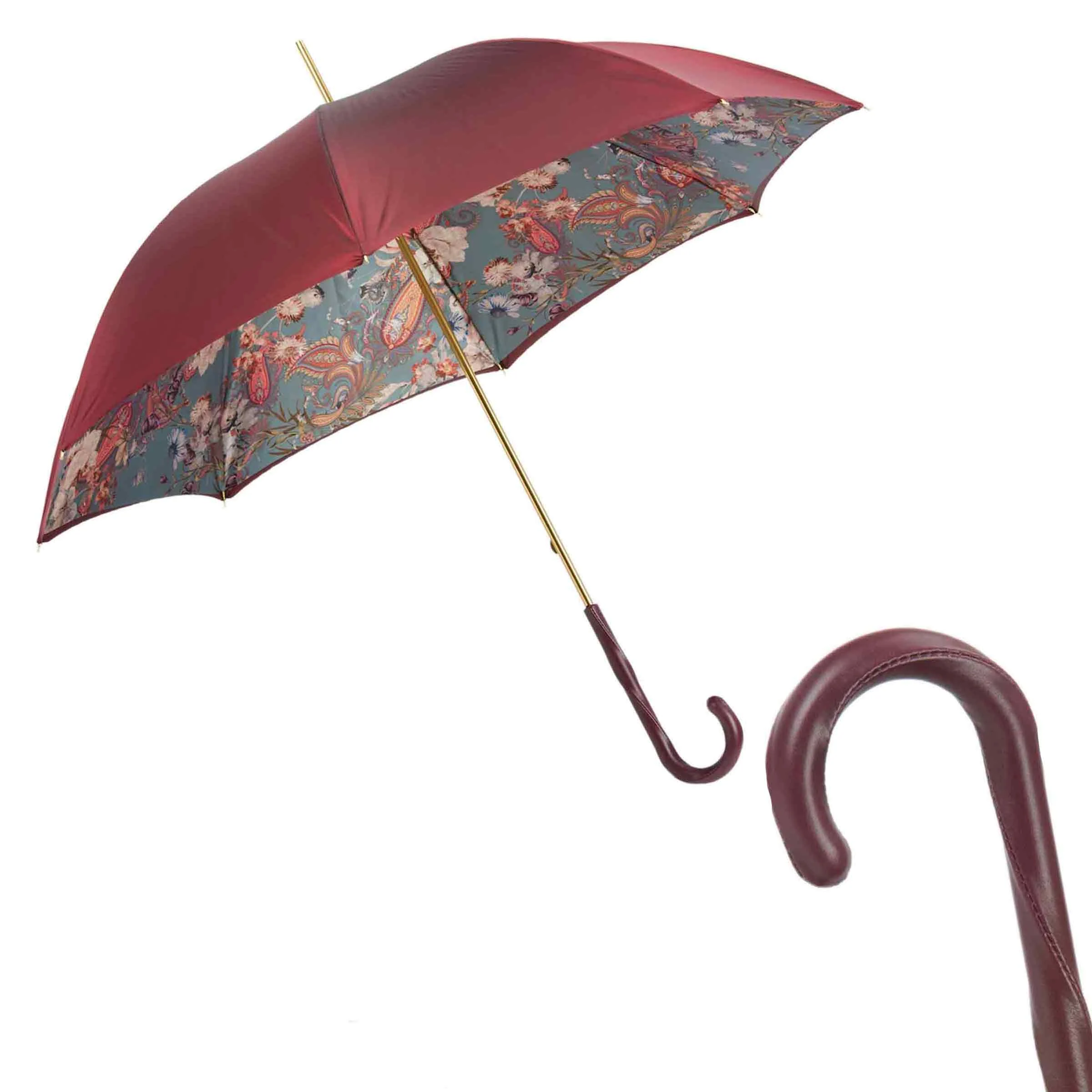 Ombrello CLASSIC BURGUNDY con Manico in Pelle