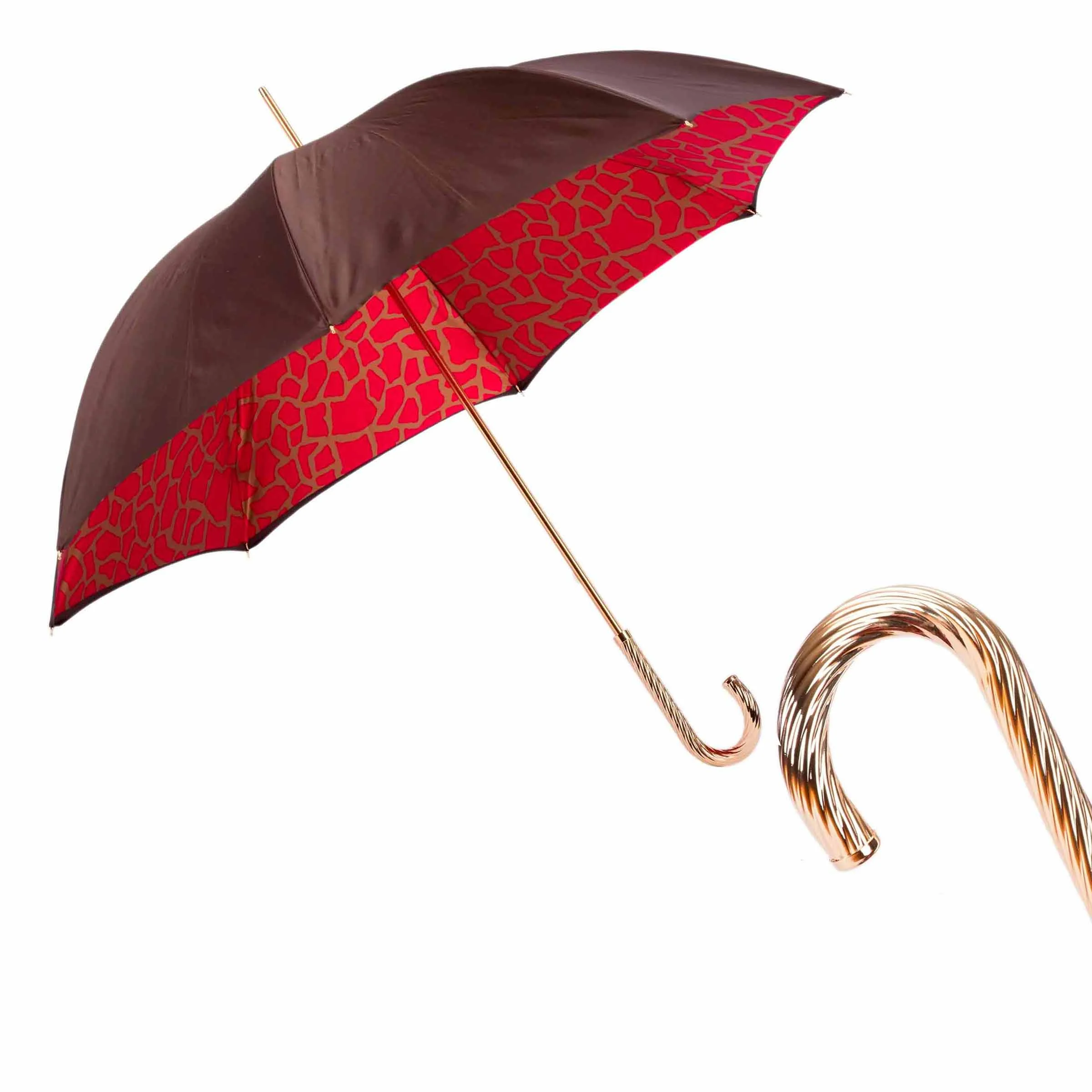 Ombrello RED GIRAFFE PRINT con Manico in Ottone